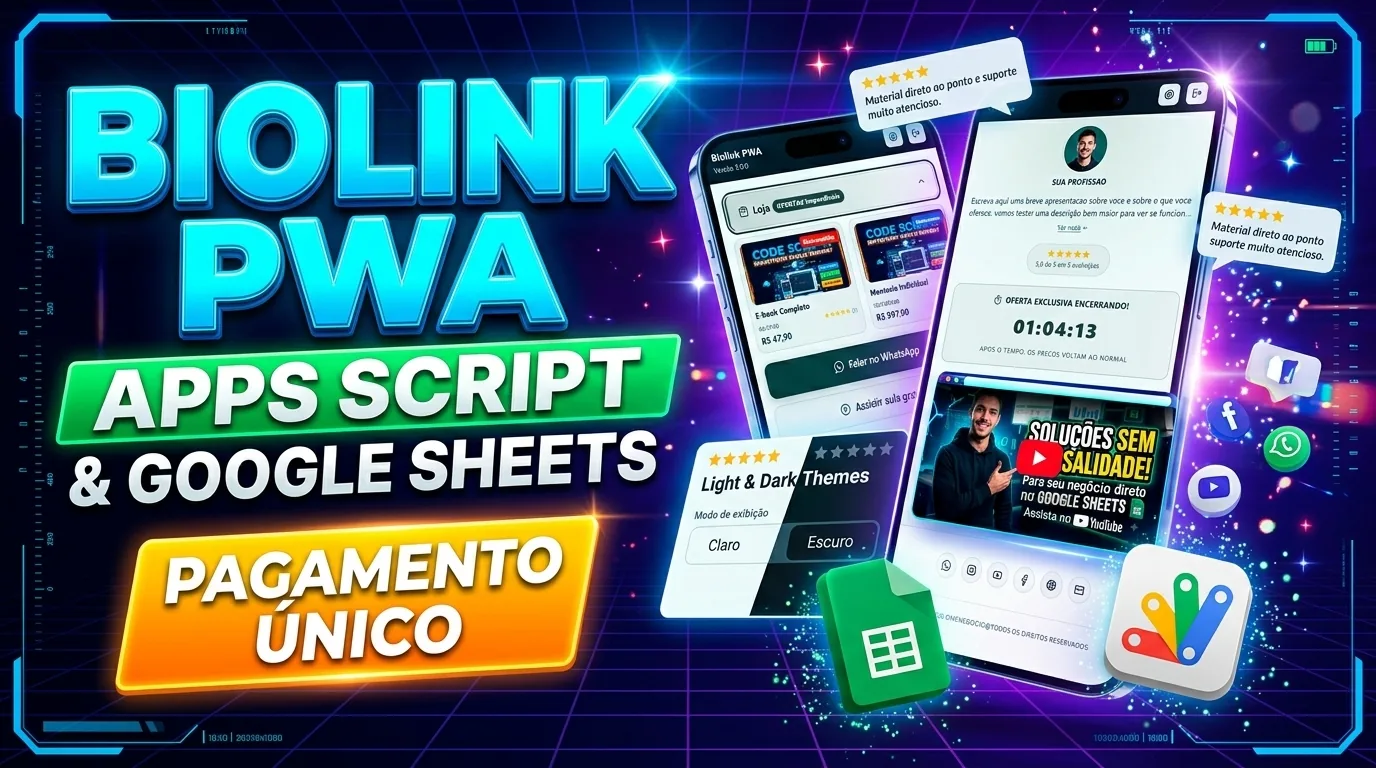 Biolink PWA, Apps Script e Google Sheets, pagamento único